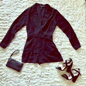 Black surplus-front romper